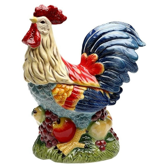 SS-CG-31979 12" Tall Painted Standing Rooster on Fruit Kitchen Cookie Jar