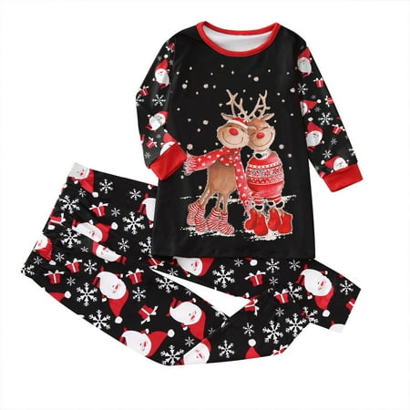 

dmqupv Pajamas for Family of 4 for Easter Kids Children Christmas Set Family Clothes Matching Pajamas for Family of 5 Black 4