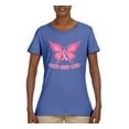 thumbnail image 2 of Wild Bobby, Butterfly Pink Ribbon Faith Hope Love, Breast Cancer Awareness, Women Graphic Tee, Light Blue, Large, 2 of 5