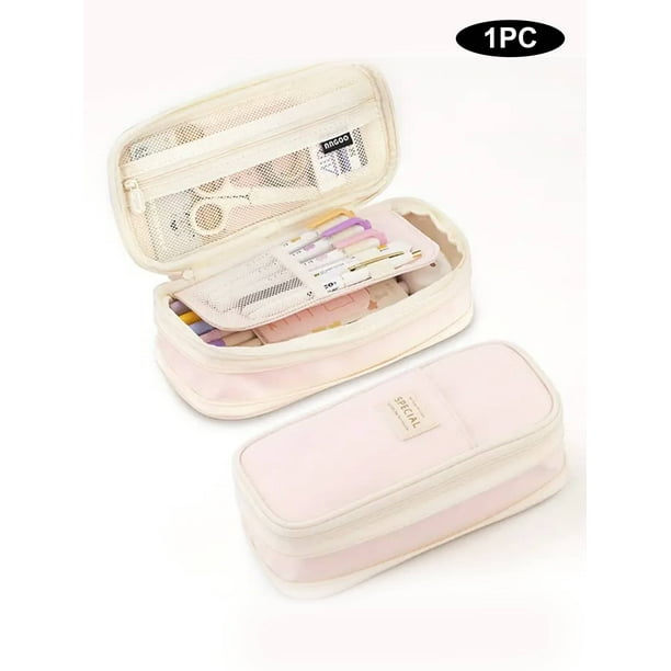 1pc blue large capacity stationery pencil case kawaii macaron color pencil case cute pencil pouch for girls boys student aesthetic pencil case for mid