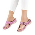 thumbnail image 2 of IUJSOY Wedge Sandals Slides for Women Retro Metal Buckle Open Toe Arch Support Summer Sandals, 2 of 8