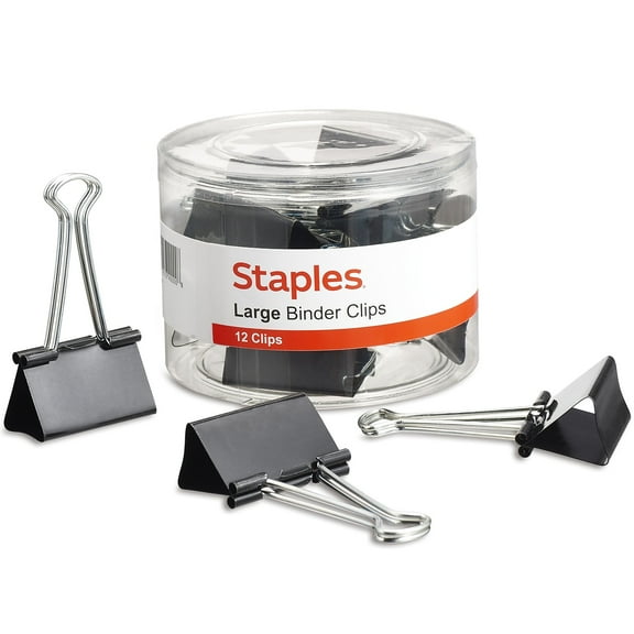 Staples 2" Binder Clips Large Black 12/Pack (10669) ST10669/10669