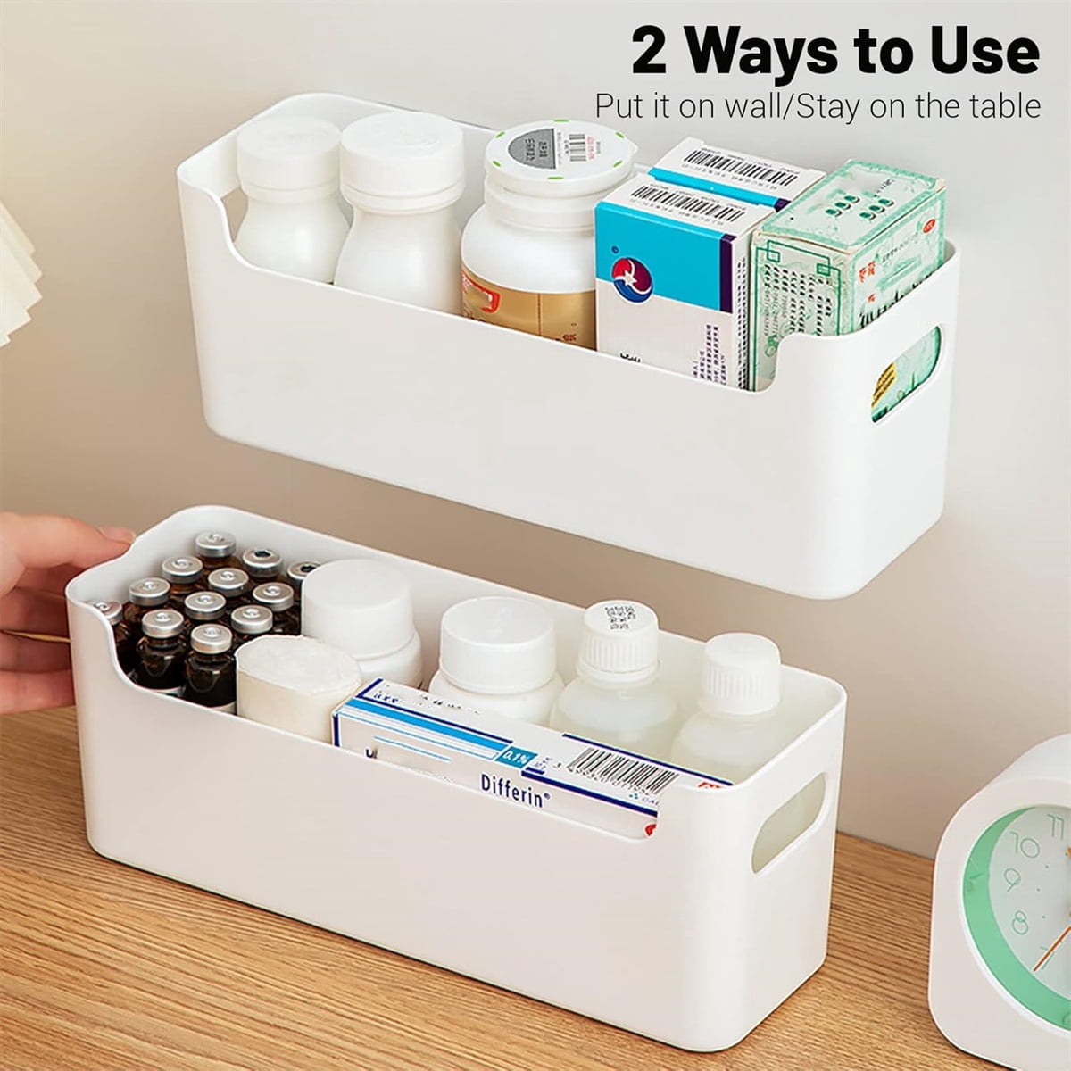 GIXUSIL Mount Inside Cabinet Door Organizer Storage Lid, Adhesive Slim Space Kitchen Pantry Organizers, Small Items Organiser Storage Box for Closet Bathroom (4 Pieces, White)