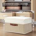 thumbnail image 4 of 8 Pack Decorative Storage Bins Containers Fabric Bins with Lids Storage Baskets Bulk for Shelves Drawers, Desktop, Closet, Playroom, Classroom, Office, Bedroom, (15INx10INx10IN, Beige/White), 4 of 6