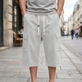 thumbnail image 2 of mens shorts Cargo Capri Pants Multi Pocket Loose Casual Shorts Summer Lightweight Breathable,Gray,XXXXXXXXL, 2 of 8