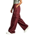thumbnail image 5 of Gytharion Women's Elastic Waist Cargo Pants Solid Color Loose Wide Leg Pants Multi Pocket Casual Streetwear Trousers 2026, 5 of 7
