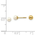 thumbnail image 3 of Real 14kt Yellow Gold Madi K Reversible 3.75-4mm FW Cultured Pearl & Gold Bead Earrings; for Adults and Teens; for Women and Men, 3 of 3