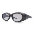 thumbnail image 4 of Oval Geometric Dimensional Diamond Cut Bevel Plastic Sport Sunglasses Grey Brown - Silver Mirror, 4 of 8