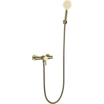 Brushed Gold Wall Mount Bathtub Faucet with Handheld Sprayer, Stainless Steel Single Handle Bathroom Tub Faucet High Flow Bath Shower Mixer Tap