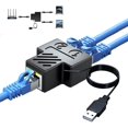 thumbnail image 1 of HAHDAXIA Adaptateur Répartiteur de Réseau RJ45, 1 vers 2 Ports Doubles Femelle USB vers RJ45 avec Câble d'Alimentation USB Interface LAN Prise Ethernet Connecteur Rallonge 8P8C Passer en Ligne Simultanément pour Cat6,, 1 of 6
