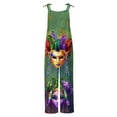 thumbnail image 4 of Ousvtion Mardi Gras Women's Overalls Funny Mask Prined Jumpsuits One Piece Sleeveless Adjustable Strap Rompers Wide Leg Long Pant With Pockets Plus Size Clearance Saving,A08-Multicolor,Large, 4 of 5