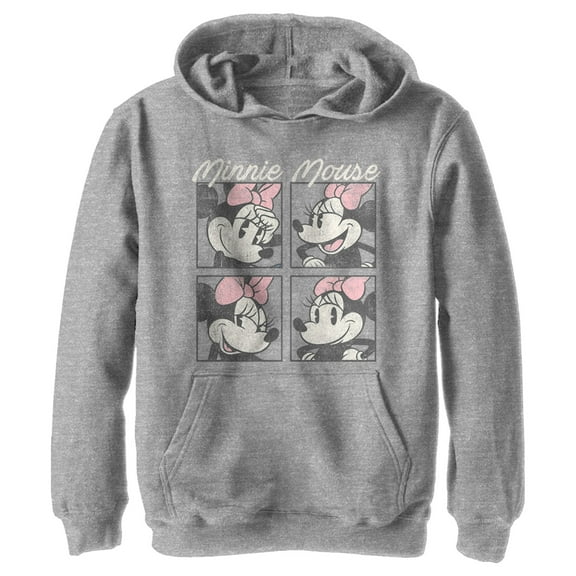 Boy's Mickey & Friends Retro Minnie Boxes  Pull Over Hoodie Athletic Heather X Large