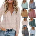 thumbnail image 3 of Xihbxyly Tops Long Sleeve Blouses for Women 2025, Women's Casual Boho Floral Printed V Neck Tops Drawstring Long Sleeve T Shirt Blouses, 3 of 3