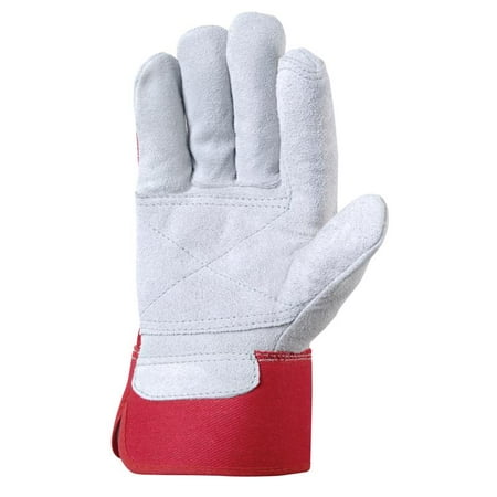 Wells Lamont Leather Work Gloves with Safety Cuff, Double Palm, Split Cowhide, One Size (4050)