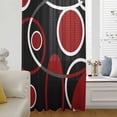 thumbnail image 6 of Black Red Sheer Curtains 108 Inches Extra Long, White Circle Geometric Abstract Texture Light Filering Curtains, Privacy Drapes Simi Floor to Veiling Curtain for Living Room Bedroom Window Treatment, 6 of 9