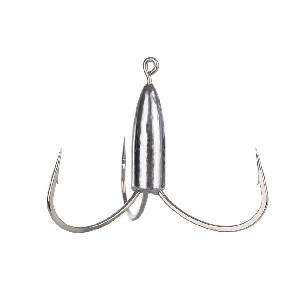 Outdoor Sharp Perforated Barb Fishing Treble Hooks Lead Sinker Weight  Fishhook Sharpened Durable Head POINTED HEAD - 70G 