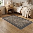 thumbnail image 2 of ODIKA 5'x7' Navy Beige Black Geometric Floral Design Washable Area Rug Elegant Motif Pattern for Small Living Room, Bedroom, Easy Care, Non-Shedding, Pet Friendly, 2 of 7