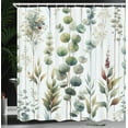 thumbnail image 3 of Ambesonne Green Shower Curtain, Watercolor Look Urban Jungle, 69"Wx84"L, Slate Brown White Khaki, 3 of 4