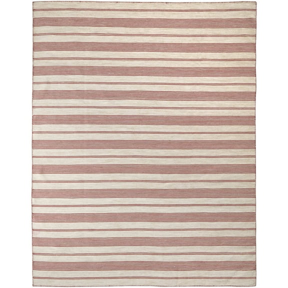 Feizy Duprine Transitional Stripes, Red/Ivory, 4' x 6' Accent Rug Easy Care Fade Resistant Stain Resistant Casual Geometric Floor Rug for Living room Bedroom