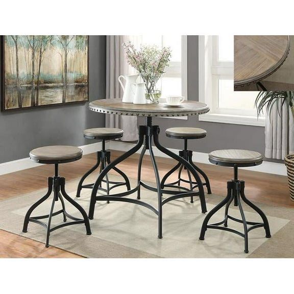 Elegantly Styled Dinette In Pack Of 5, Brown and Black