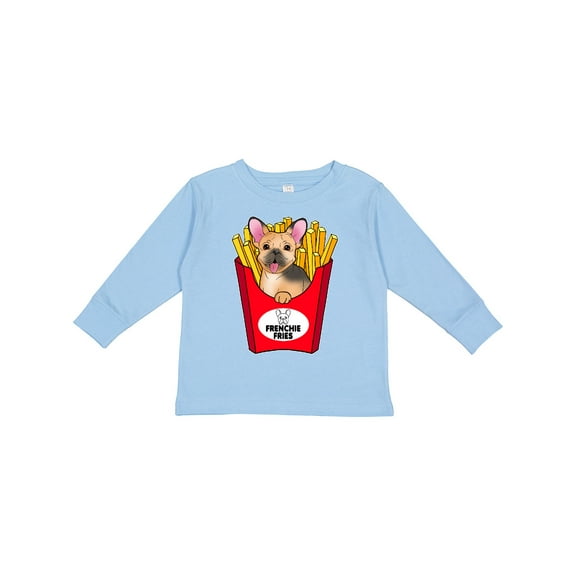 Inktastic Cute Frenchie in French Fries Boys or Girls Long Sleeve Toddler T-Shirt