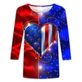 thumbnail image 4 of Cavosen Long Sleeve Shirts for Women Crew Neck Stars Stripes Patriotic Tee 250 Years Red White and Blue Graphic Shirt Summer Loose Tops, 4 of 5