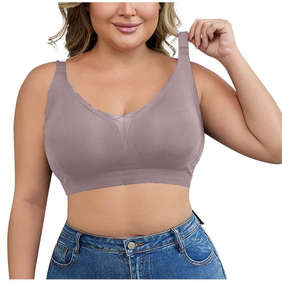 YUGYXL Womens Seamless Wireless Supportive Bra Push Up Comfort Soft No Underwire Full Coverage T-Shirt Bras Pink XXL