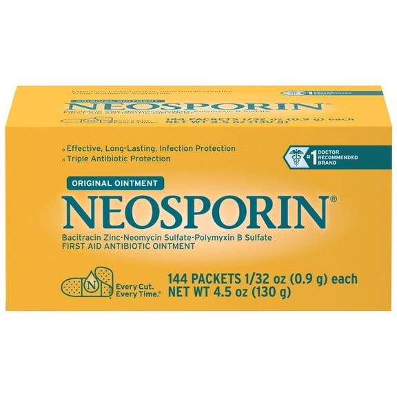 Neosporin Original First Aid Antibiotic Ointment, 1/32 oz, 144 ct