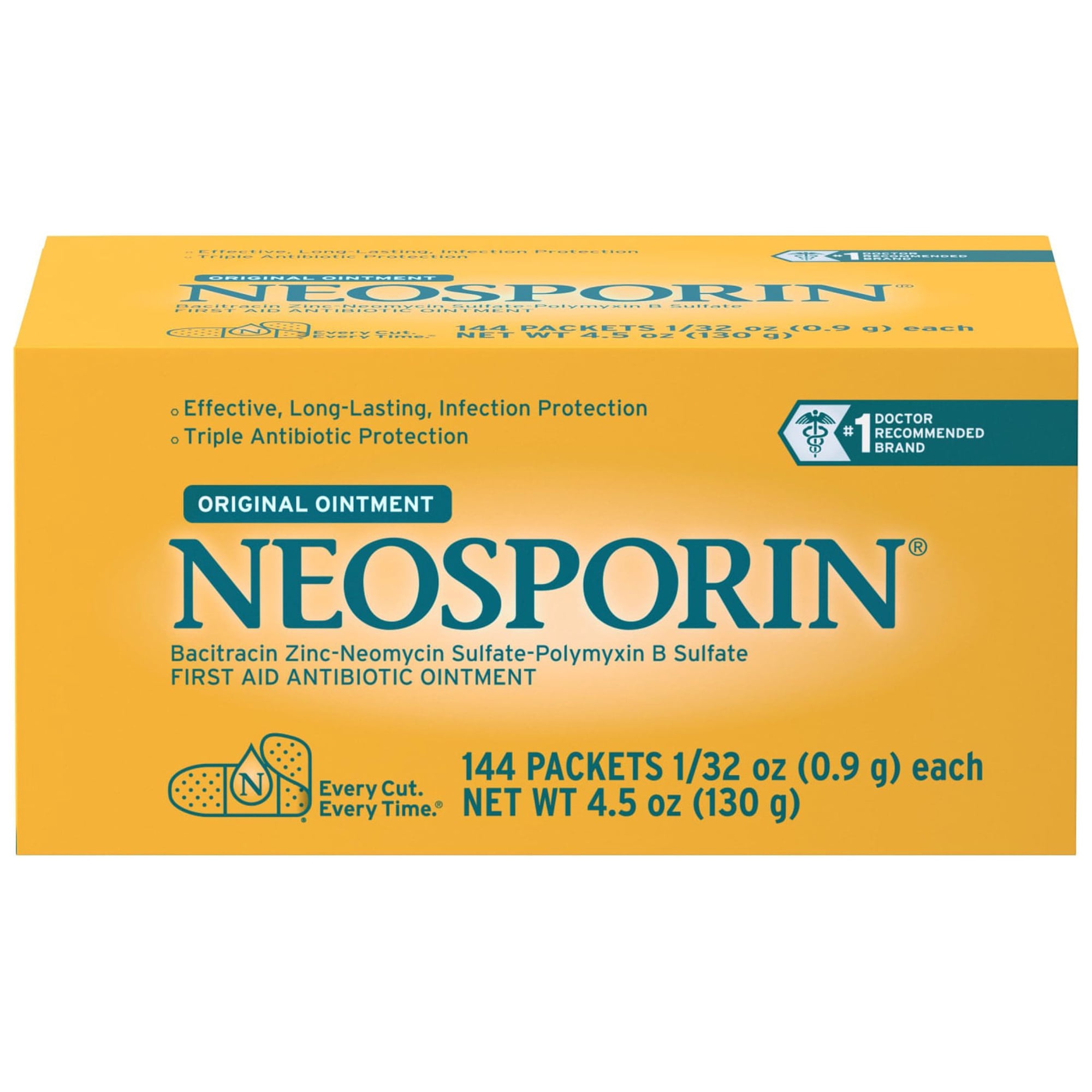 Neosporin Original First Aid Antibiotic Ointment, 1/32 oz, 144 ct