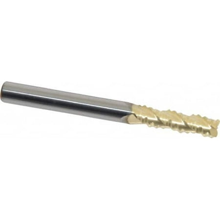 

Accupro 1/4 Diam Coarse Pitch 3/4 LOC 3 Flute Solid Carbide 0.045 Corner Radius Roughing End Mill ZrN Finish 2-1/2 OAL 1/4 Shank Diam Single End Centercutting 30° Helix