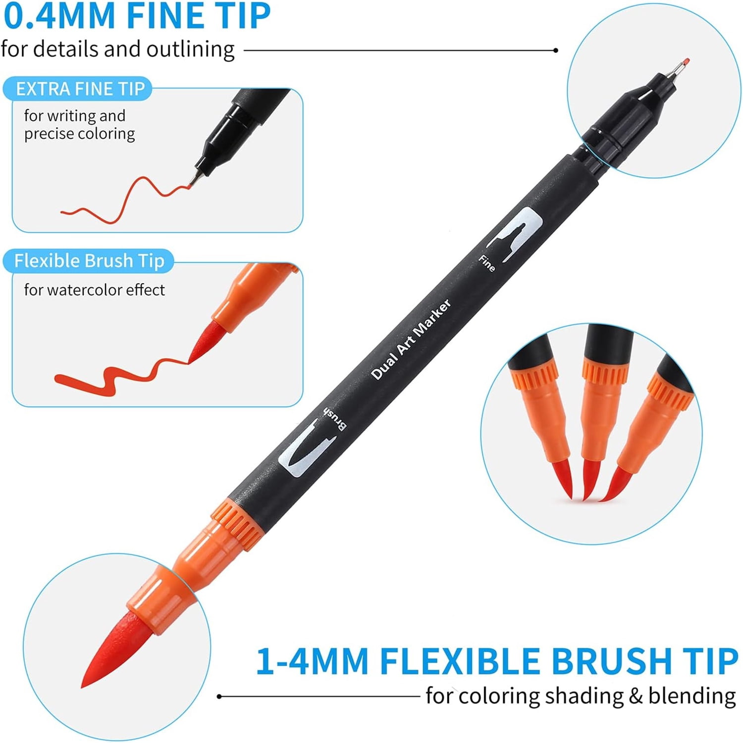 TGY 2 Set 24 Colors Paint Pens Paint Markers for Art and Crafting,Dual Head Art Markers with Fine Tip and Brush Tip for Calligraphy, Scrapbooking,Brush Lettering,DIY Crafts