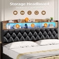 thumbnail image 5 of Afuhokles King Size Lift Up Storage Bed Frame with LED Storage Headboard and Charging Station, Upholstered Bed Frame, Hydraulic Storage, PU Black, 5 of 8