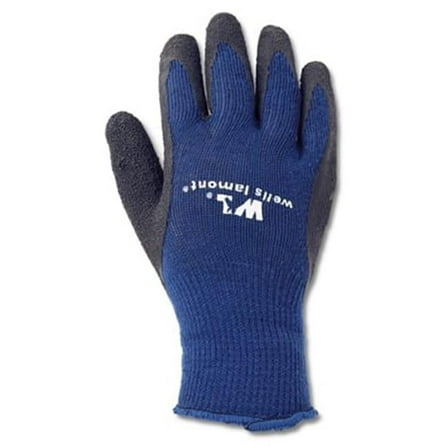 Wells Lamont 524L Mens Black On Blue Latex Coated Knit Glove - Large