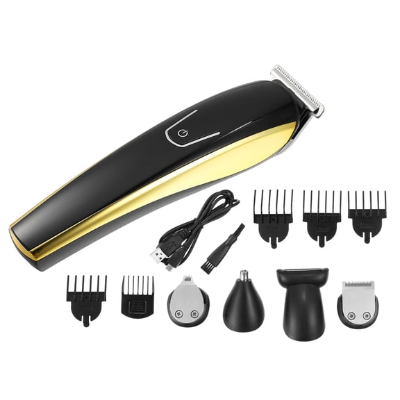 Unique Bargains Electric All-in-One Hair Trimmer Men's Grooming Kit for Beard Head and Face 16x4.2x4cm Black Gold Tone