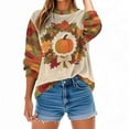thumbnail image 5 of Inverlee Thanksgiving Sweatshirts Women Cute Turkey Pumpkin Graphic Sweatshirt Casual Long Sleeve Loose Fit Shirts Crewneck Holiday Pullover Outfit, 5 of 9