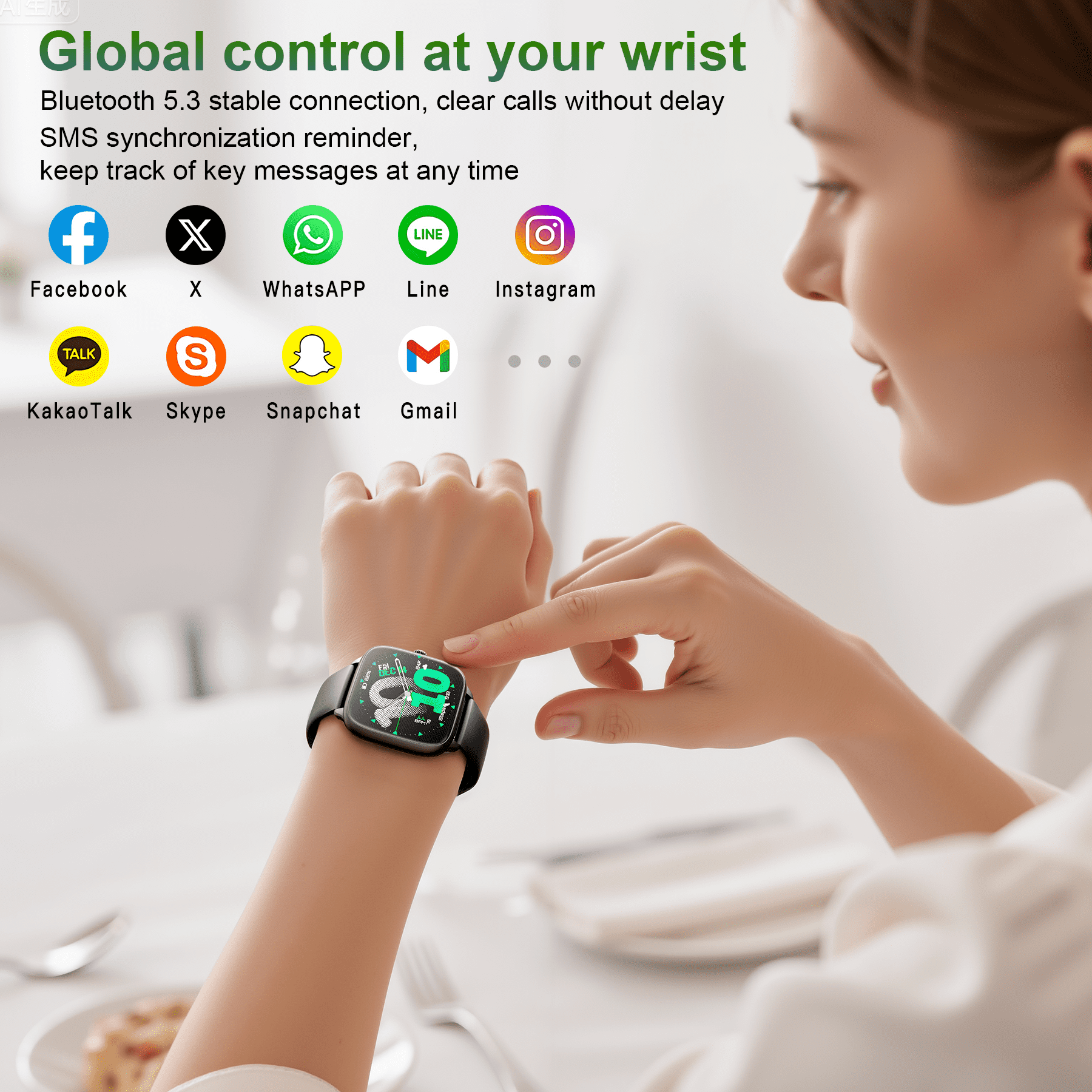 STA Smartwatch – Fitness and Sleep Tracker with 1.72" HD Display, Precise GPS, Call and Messaging, 24/7 Sleep Monitoring, 100+ Professional Sports Modes, Ideal for Sleep and Sports