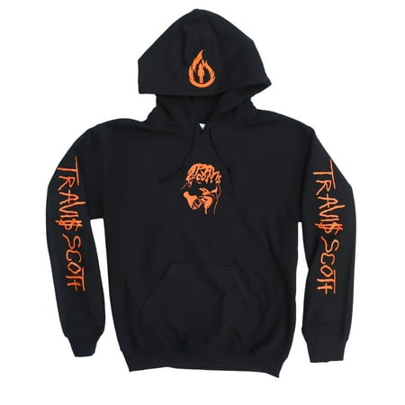 Black Big Logo Hoodie Travis Scott Black Hoodie, Rodeo Merch ,Travis Scott Merch (Orange Facepalm, Flame and Text Logos) ()