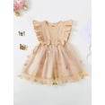 thumbnail image 5 of Yunliwuli Toddler Girls Dress Flower Embroidery Bowknot Round Neck Fly Sleeve Casual Dress Kids Summer Princess Dress, 5 of 10