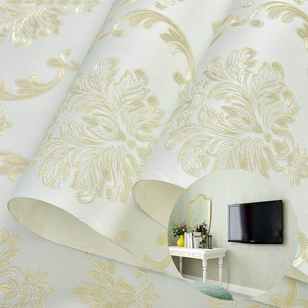 FAIOIN 3D Embossed Flower Mural Wallpaper Peel & Stick Floral Living Room  Self Adhesive Wallpaper for Bedroom Walls 