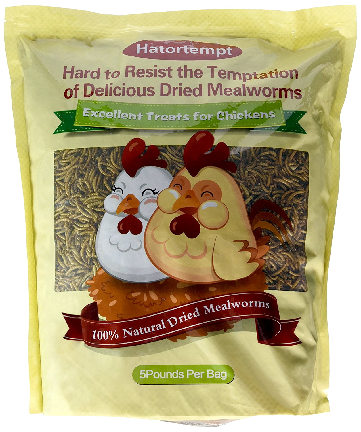 Hatortempt 100 Natural Dried Mealworms, 5lbs.