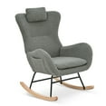 thumbnail image 5 of Rocking Chair Nursery, Teddy Upholstered Glider Rocking Accent Chair with Pockets & Adjustable Soft Cushion, Nursery Rocker Armchair, Comfy Reading Chair for Bedroom Baby Room and Living Room, Gray, 5 of 9