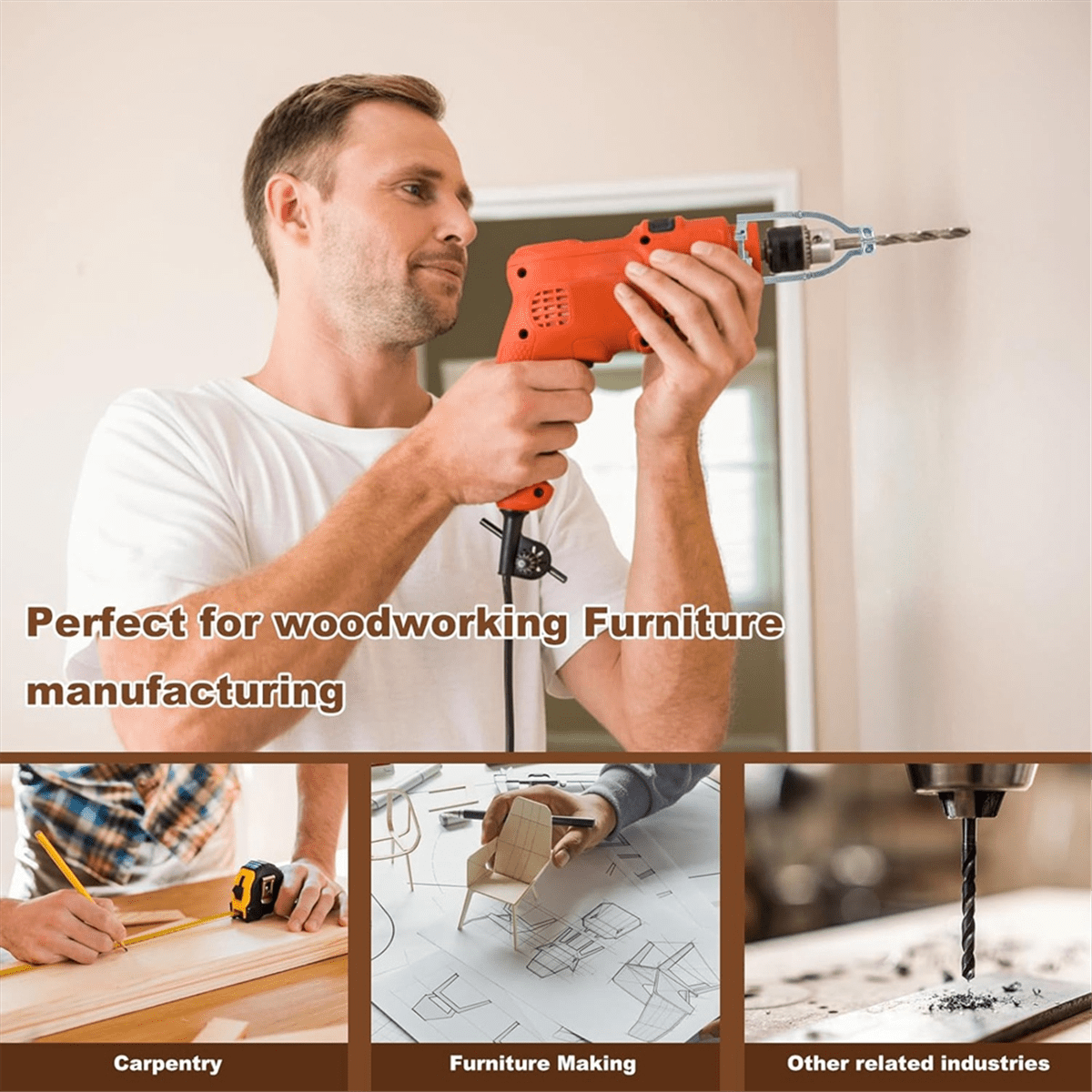 Square Hole Drill Bit Adapter, Easy Installation,Mortising Attachment for Drill Press Mortise Machine,for Drill Machines