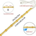 thumbnail image 5 of Clearhill 5V USB COB LED Strip Lights with Dimmable Switch,9.84FT/3M,Natural White 4000K,320LEDs/M,8mm Width,Not Waterproof IP20,1.5M USB Switch Cable,for DIY Home Indoor Decoration, 5 of 9