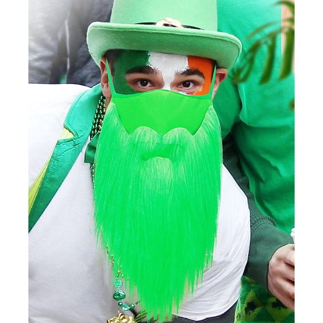 Accesorio decorativo enano irlandés lavable para el día de San Patricio con Verde Colcomx Cubierta facial de barba larga