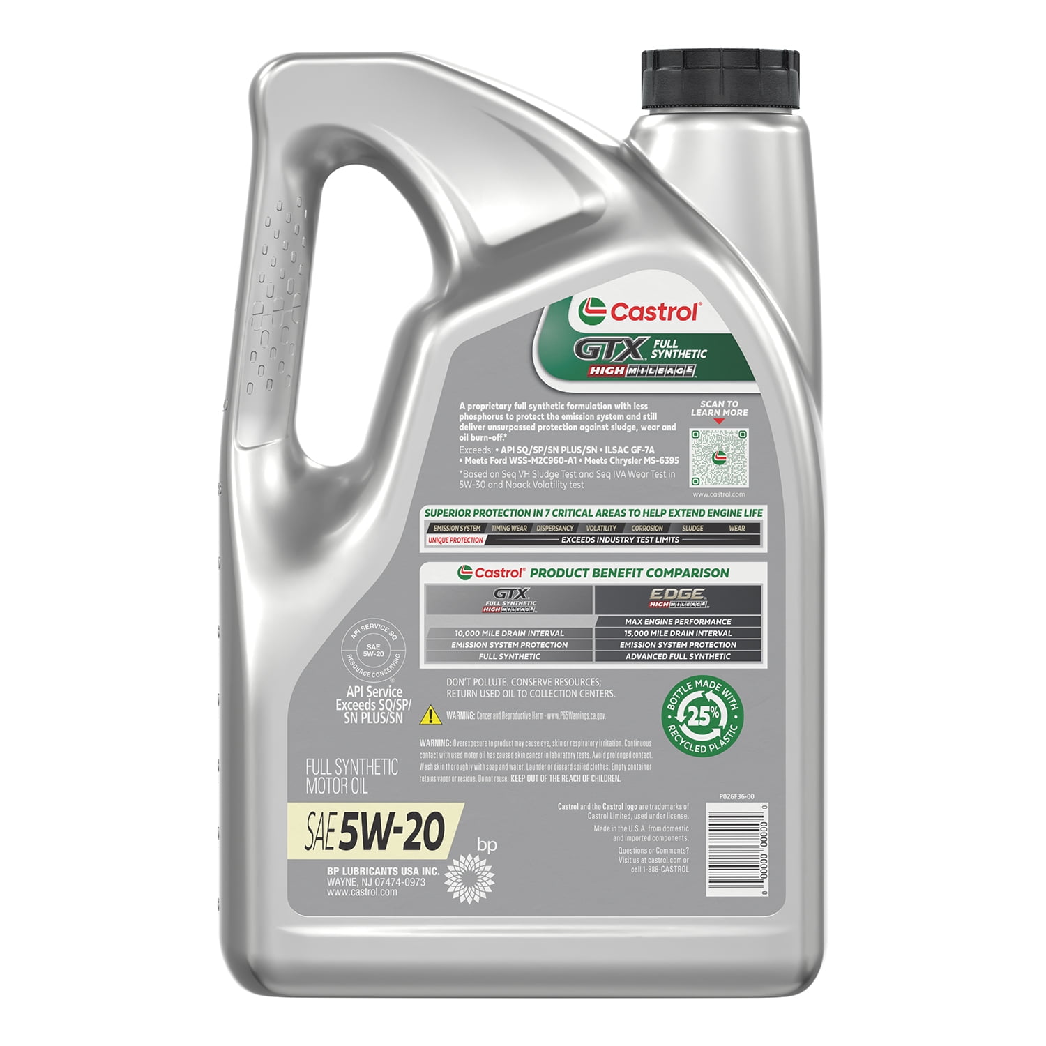 GTX Full Synthetic High Mileage 5W-20, 5 Quart