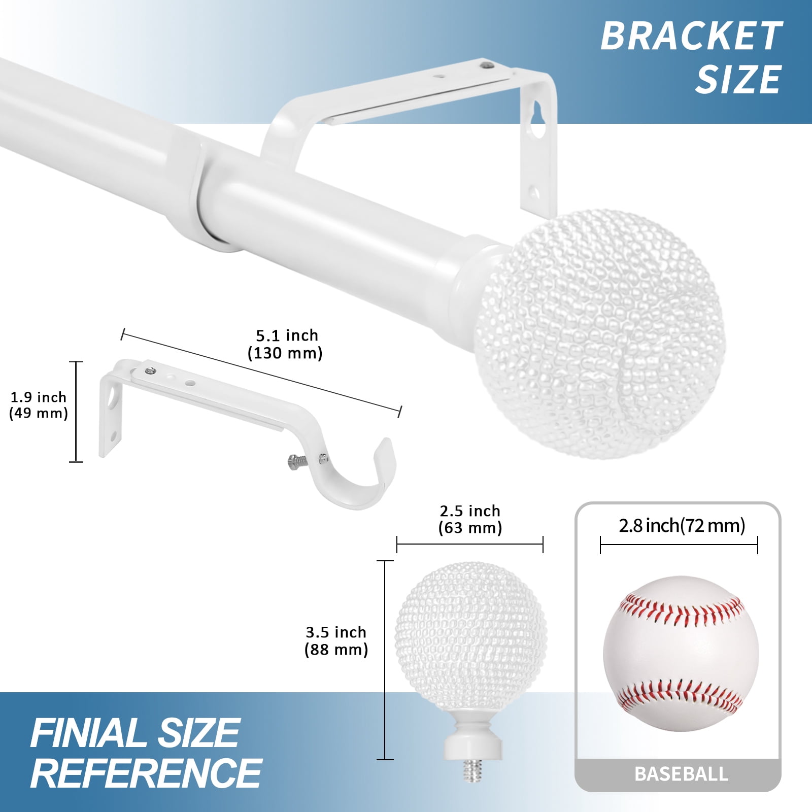 Urbanest 1" Diameter Giato Curtain Rod, 84"-120", Glossy White