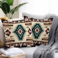 thumbnail image 2 of Throw Pillow Covers 24x24 Inch Set of 2, Boho Brown Teal Red Waterproof Outdoor Pillow Covers, Southwestern Geometric Abstract Retro Decorative Cushion Pillowcases for Couch, Sofa, Bed, Garden, Patio, 2 of 9