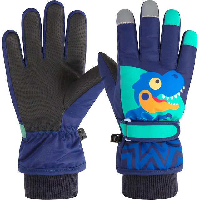 Guantes de esquí de invierno a prueba de viento para niños, guantes de deportes al aire libre de invierno L