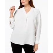Nine West Women's V Neck Top White Size 1X