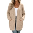thumbnail image 5 of Women's Knit Cardigan Sweater Long Sleeve V-Neck Relaxed Fit Fall Tops with Pockets, 5 of 9